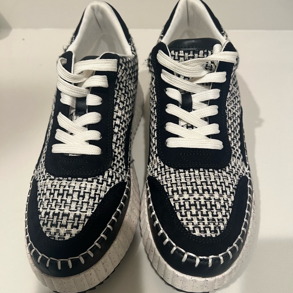 Black and White Tweed Sneakers